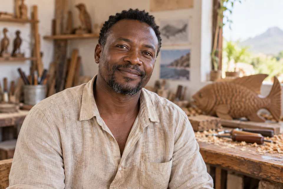 Generated illustrative portrait for the proposed Thabo Beko artist profile; not a photograph of a verified maker